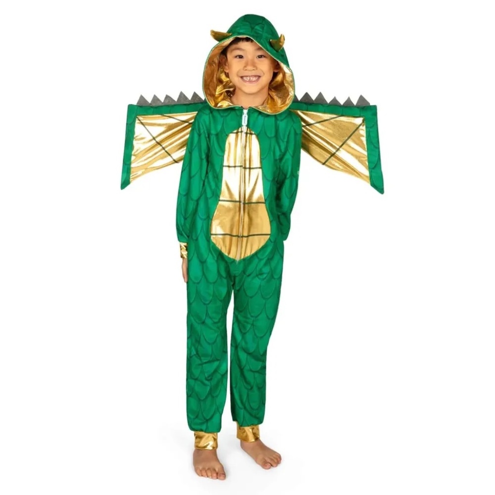 Tipsy Elves Green and Gold Dragon Kids Costume
